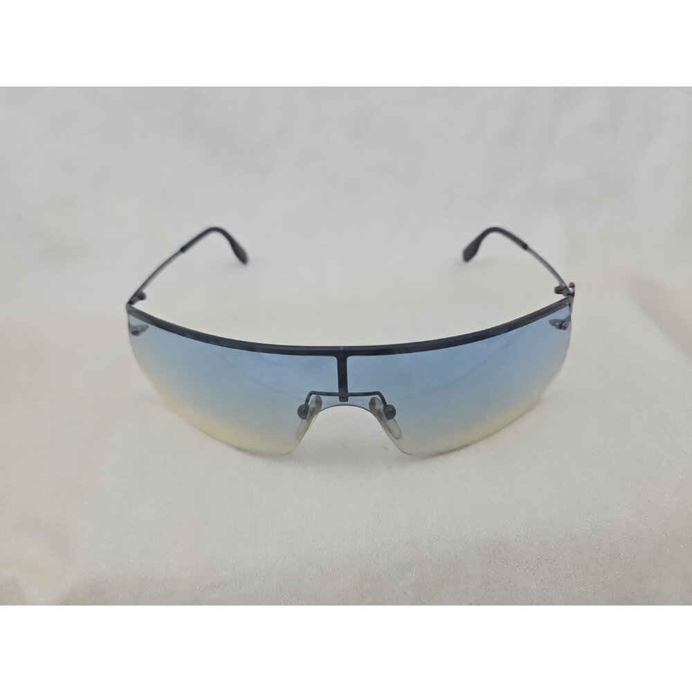 DOLCE & GABBANA SHIELD SUNGLASSES Nickel DG D76 Blue Gradient Lens 115mm Temple